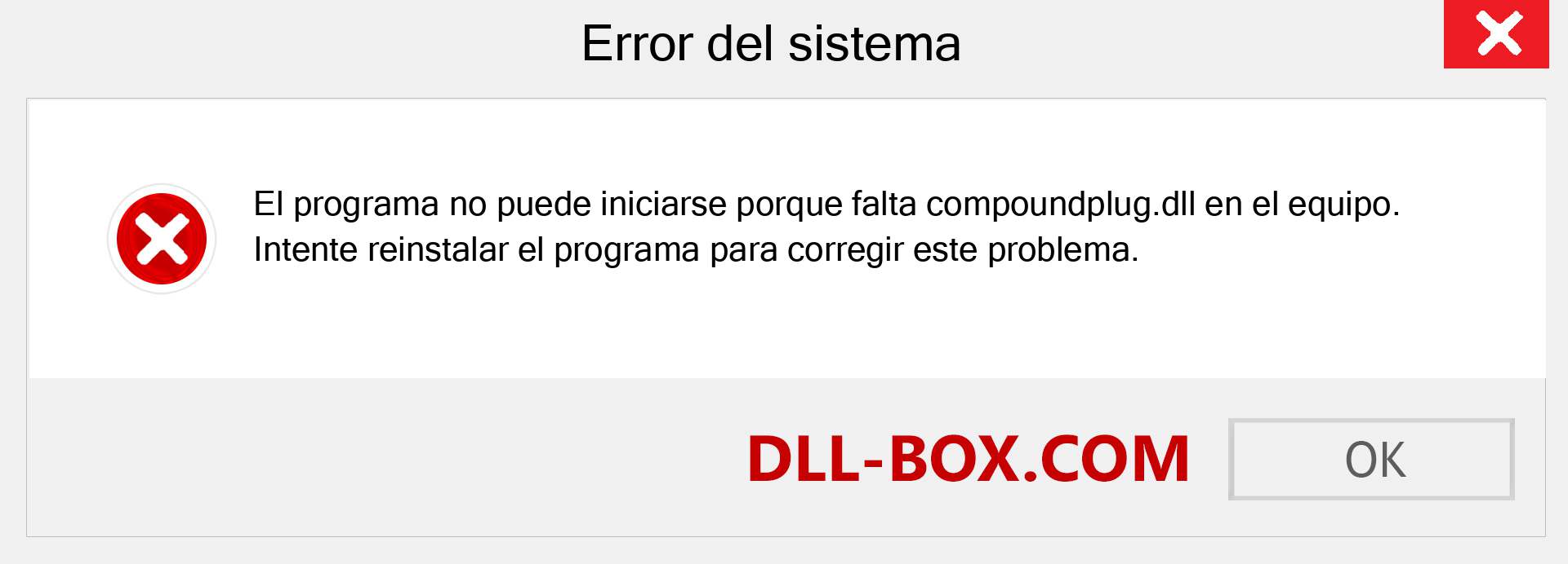 ¿Falta el archivo compoundplug.dll ?. Descargar para Windows 7, 8, 10 - Corregir compoundplug dll Missing Error en Windows, fotos, imágenes